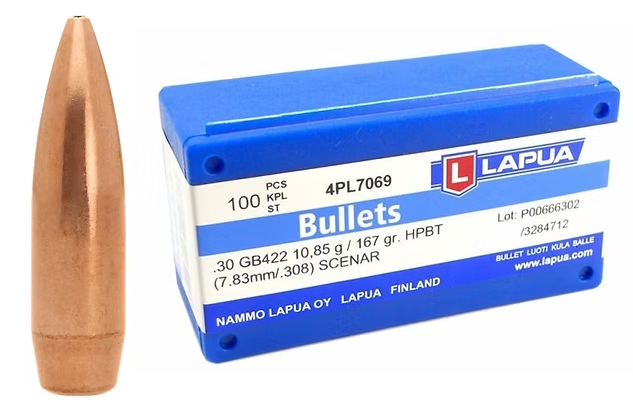 LAPUA .308 167 GR Scenar OTM GB422 Bullets (100)