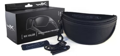 WX Valor Smoke Grey/Clear Matte Black Frame 2 lens set Protective Eyewear