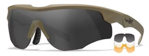 WX Rogue Comm Grey/Clear/Rust Tan Frame 3 Lens set Protective Eyewear