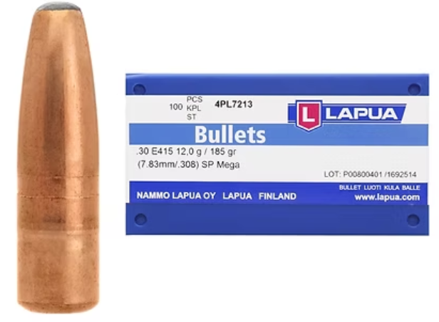 LAPUA .308 185 GR Mega SP Bullets (100)