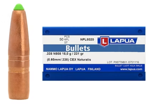 LAPUA .338 231 GR Naturalis N508 Bullets (50)