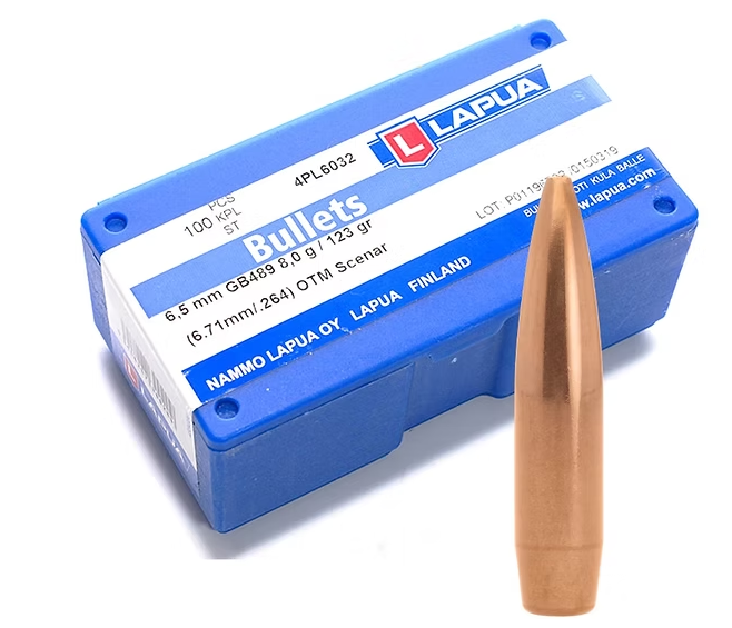 LAPUA 6.5mm 123 GR Scenar OTM GB489 Bullets (100)
