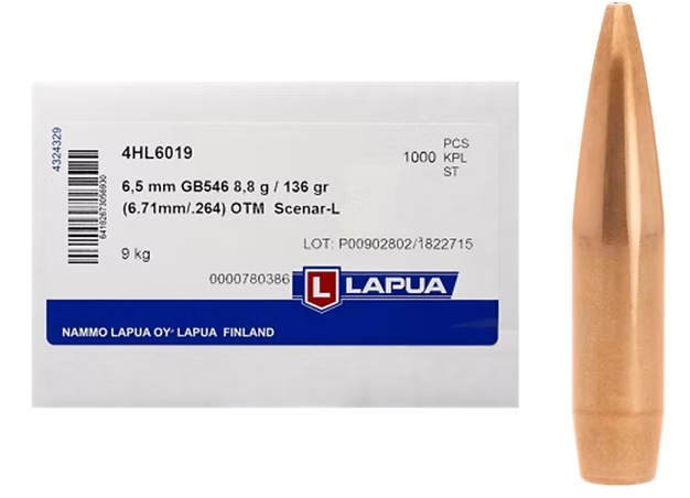 LAPUA 6.5mm 136 GR Scenar-L OTM GB546 Bullets (1000)