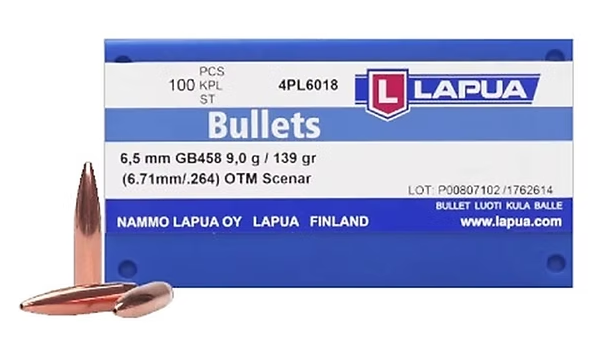 LAPUA 6.5mm 139 GR Scenar OTM GB458 Bullets (100)
