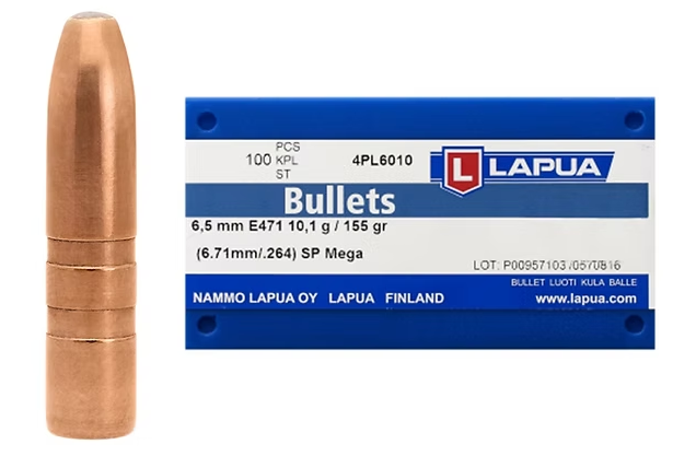 LAPUA 6.5mm 156 GR Mega SP E471 Bullets (100)