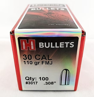 HORNADY 30 Cal. .308 100 GR FMJ-RN Bullets (100)