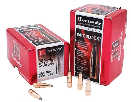HORNADY 30 Cal .308 150 GR InterLock® BTSP Bullets (100)