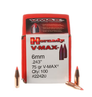 HORNADY 6mm .243 75 GR V-MAX® Bullets (100)