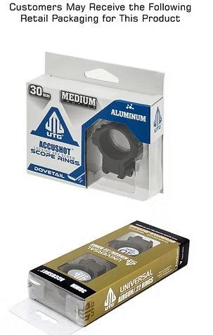 UTG 1" MEDIUM PROFILE SCOPE RINGS, LOCKING HEX SCREW, DOVETAIL