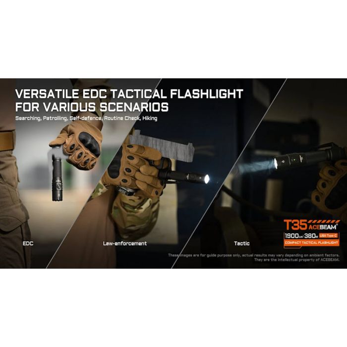 Acebeam T35 Compact Tactical Flashlight - 1900 Lumens, 380m, Green