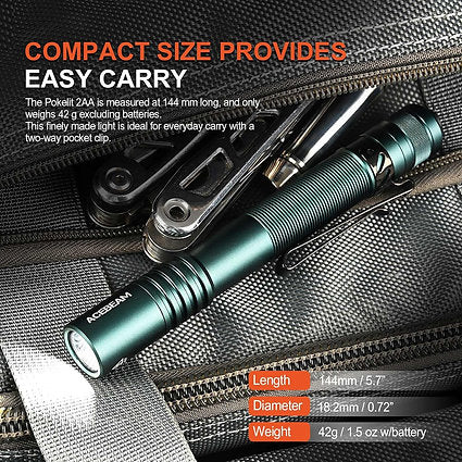 AceBeam Pokelit 2AA EDC Flashlight 600 lumens (Black)