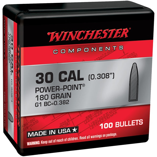 Winchester Bullets 30 Caliber 150gr Power-Point (Round Nose) x 100