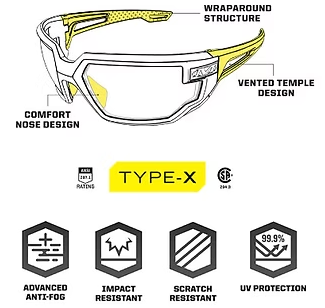 Type X Amber Lens Black Frame - Tactical