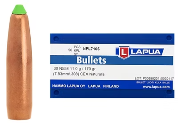LAPUA .308 170 GR Naturalis N558 Bullets (50)