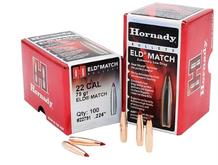 HORNADY  .22 Cal .224 75 GR ELD® Match Bullets (100)