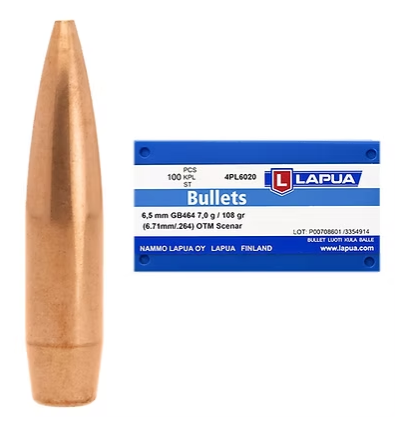 LAPUA 6.5mm 108 GR Scenar OTM GB464 Bullets (100)