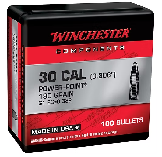 Winchester Bullets 30 Caliber 180gr Power-Point x 100