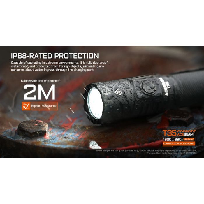 Acebeam T35 Compact Tactical Flashlight - 1900 Lumens, 380m, Green